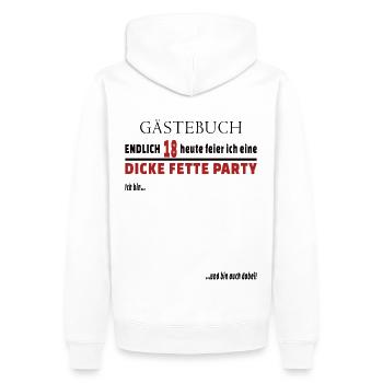 18. Geburtstag Gästebuch - Männer Premium Bio Hoodie - Weiß - Hinten - Nico (187cm)