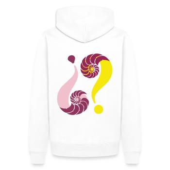 Infinite enigma. 02 Yellow Pink - Men’s Premium Organic Hoodie - white - Back - Nico (187cm)