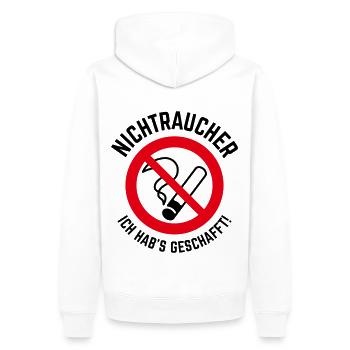 Nichtraucher – Ich Hab’s Geschafft! (2C) - Männer Premium Bio Hoodie - Weiß - Hinten - Nico (187cm)