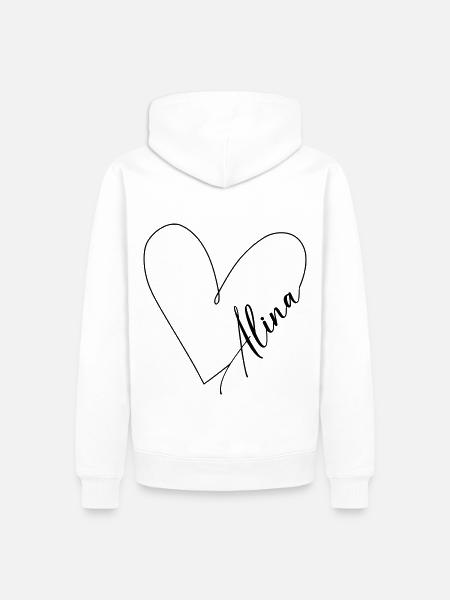 Alina Name Herzlinie - Männer Premium Bio Hoodie - Weiß