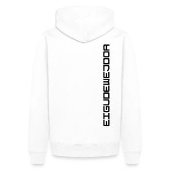 EIGUDEWEJDOA | Urrer Schwätzerei - Männer Premium Bio Hoodie - Weiß - Hinten - Nico (187cm)