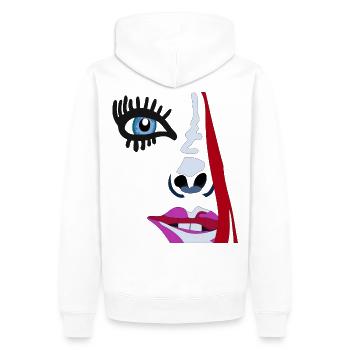 FH Scribble Face by Felix Heinrich - Männer Premium Bio Hoodie - Weiß - Hinten - Nico (187cm)