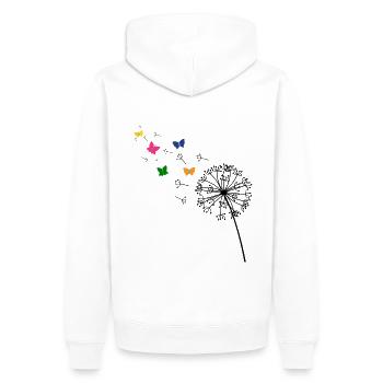Pusteblume Schmetterlinge | Fliegende Sporen - Männer Premium Bio Hoodie - Weiß - Hinten - Nico (187cm)