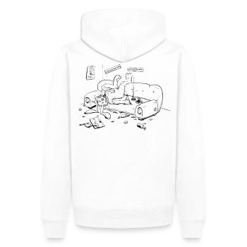 corona hase im Lockdown-Modus 🐇 - Männer Premium Bio Hoodie - Weiß - Hinten - Nico (187cm)