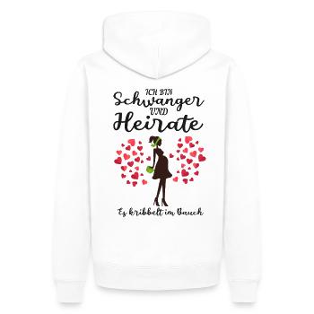 Enceinte grossesse mariage cadeau - Sweat à capuche Premium bio Homme - blanc - Dos - Nico (187cm)