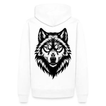 Tête de Loup Sauvage – Noir & Blanc - Sweat à capuche Premium bio Homme - blanc - Dos - Nico (187cm)