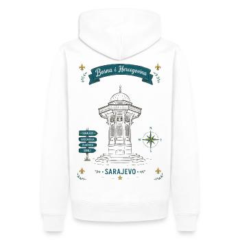 Sarajevo Denkmal Laternen-Motiv - Männer Premium Bio Hoodie - Weiß - Hinten - Nico (187cm)