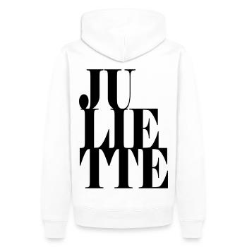 Juliette Name Vorname Moderne Schrift Wort Art - Männer Premium Bio Hoodie - Weiß - Hinten - Nico (187cm)