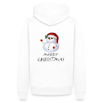 Schneemann Weihnachten Snowman Christmas - Männer Premium Bio Hoodie - Weiß - Hinten - Nico (187cm)