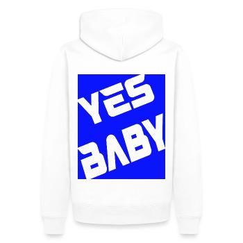 Yes Baby - Männer Premium Bio Hoodie - Weiß - Hinten - Nico (187cm)