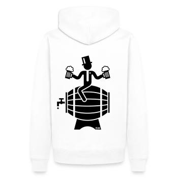 Groom On Beer Barrel (Stag Night / Bachelor Party) - Men’s Premium Organic Hoodie - white - Back - Nico (187cm)