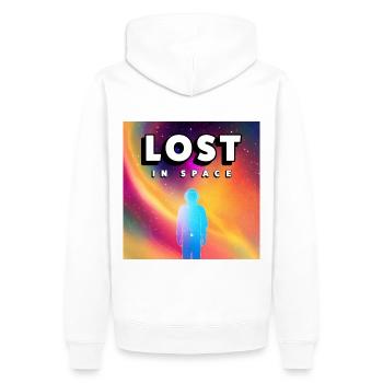 LOST IN SAPCE - Men’s Premium Organic Hoodie - white - Back - Nico (187cm)