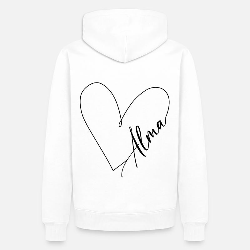 Alma Nom Ligne de cœur - Sweat à capuche Premium bio Homme - blanc