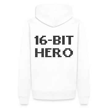 16-Bit Hero - black - Men’s Premium Organic Hoodie - white - Back - Nico (187cm)