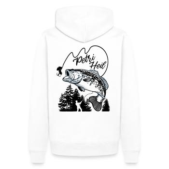 Petri Heil Angler - Männer Premium Bio Hoodie - Weiß - Hinten - Nico (187cm)