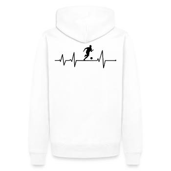 Herzschlag Fußball Fußballspieler Geschenkidee Fun - Männer Premium Bio Hoodie - Weiß - Hinten - Nico (187cm)