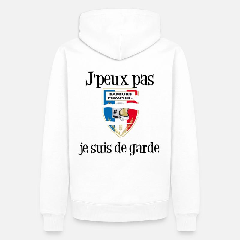 J'peux pas je suis de garde pompier cadeau - Sweat à capuche Premium bio Homme - blanc