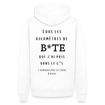 t-shirt kilomètres de bite cadeau - Sweat à capuche Premium bio Homme - blanc - Dos - Nico (187cm)