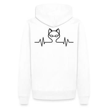 Katze Herzschlag Katzengesicht Puls Katzen EKG - Männer Premium Bio Hoodie - Weiß - Hinten - Nico (187cm)