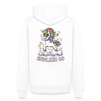 60. Geburtstag / Einhorn - Männer Premium Bio Hoodie - Weiß - Hinten - Nico (187cm)