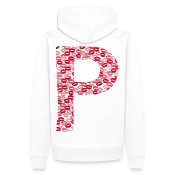 Buchstabe P - Kuss-T-Shirt - Männer Premium Bio Hoodie - Weiß - Hinten - Nico (187cm)