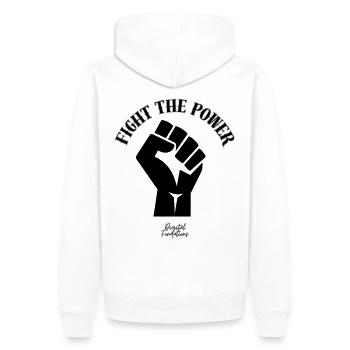 fight the power - Sweat à capuche Premium bio Homme - blanc - Dos - Nico (187cm)
