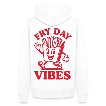 Fry Day Vibes - Drôle de dicton de frites - Sweat à capuche Premium bio Homme - blanc - Dos - Nico (187cm)