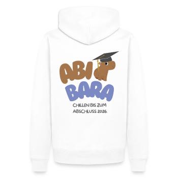 AbiBara 2026 Chillen bis zum Abschluss  - Männer Premium Bio Hoodie - Weiß - Hinten - Nico (187cm)
