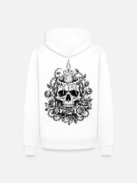 Floral Skull Spooky Halloween - Männer Premium Bio Hoodie - Weiß