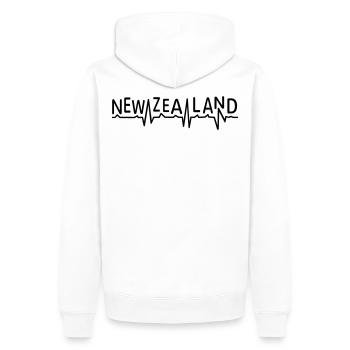 New Zealand Scripture Heartbeat ECG Pulse Pulse Love - Men’s Premium Organic Hoodie - white - Back - Nico (187cm)