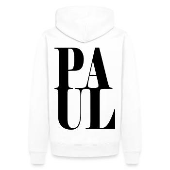 Paul Name Vorname Moderne Schrift Wort Art - Männer Premium Bio Hoodie - Weiß - Hinten - Nico (187cm)