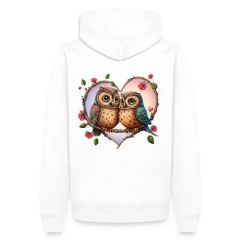 Owls Love Sweet Lovers Colorful Heart Flowers - Men’s Premium Organic Hoodie - white - Back - Nico (187cm)