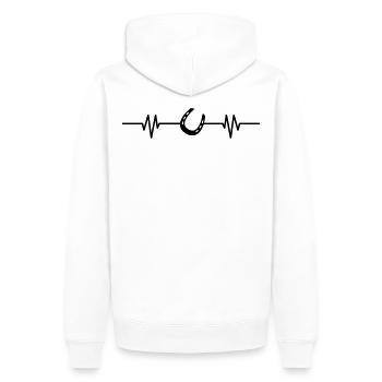 Cheval battement de coeur cavalier de fer à cheval - Sweat à capuche Premium bio Homme - blanc - Dos - Nico (187cm)