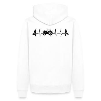 Tractor Heartbeat Trecker Pulse ECG Farmer Organic - Men’s Premium Organic Hoodie - white - Back - Nico (187cm)