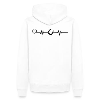 Fer à cheval cheval battement de coeur cavalier - Sweat à capuche Premium bio Homme - blanc - Dos - Nico (187cm)