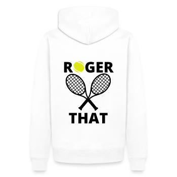 Roger das Tennisgeschenk - Männer Premium Bio Hoodie - Weiß - Hinten - Nico (187cm)