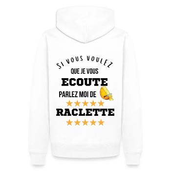Parlez moi de raclette cadeau - Sweat à capuche Premium bio Homme - blanc - Dos - Nico (187cm)