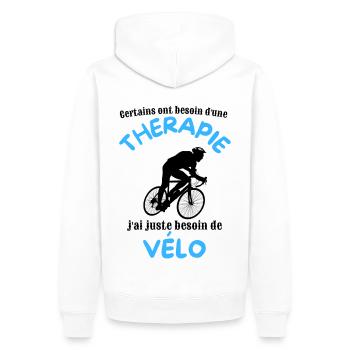 Pas besoin de thérapie juste de vélo cadeau - Sweat à capuche Premium bio Homme - blanc - Dos - Nico (187cm)