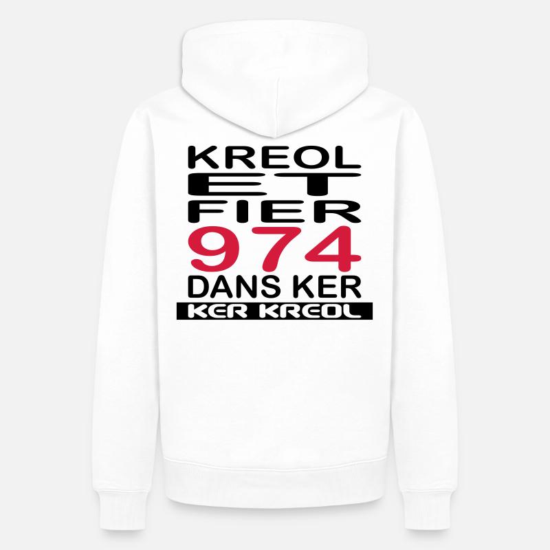 Kreol et Fier - 974 ker kreol - Sweat à capuche Premium bio Homme - blanc