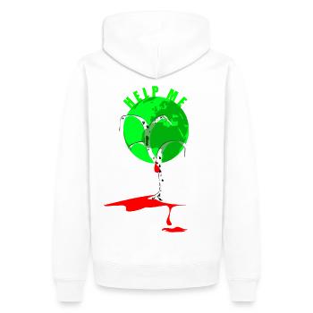 help me - Baum Erde - Männer Premium Bio Hoodie - Weiß - Hinten - Nico (187cm)
