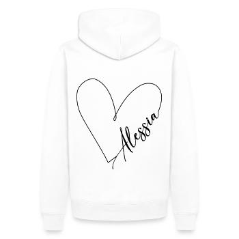 Alessia Name Herzlinie - Männer Premium Bio Hoodie - Weiß - Hinten - Nico (187cm)