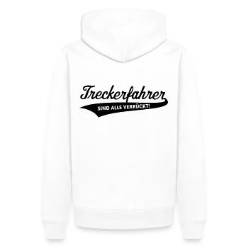 Treckerfahrer – Sind Alle Verrückt! (Trecker / B) - Männer Premium Bio Hoodie - Weiß - Hinten - Nico (187cm)