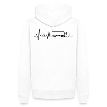 Truck Trucker Herzschlag EKG Berufskraftafhrer - Männer Premium Bio Hoodie - Weiß - Hinten - Nico (187cm)