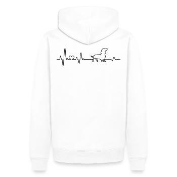 Dackel Hund Hundebesitzer Geschenk Herzschlag EKG - Männer Premium Bio Hoodie - Weiß - Hinten - Nico (187cm)