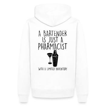 Barkeeper - Männer Premium Bio Hoodie - Weiß - Hinten - Nico (187cm)