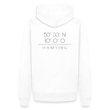 Hamburg Koordinaten Design - Männer Premium Bio Hoodie - Weiß - Hinten - Nico (187cm)