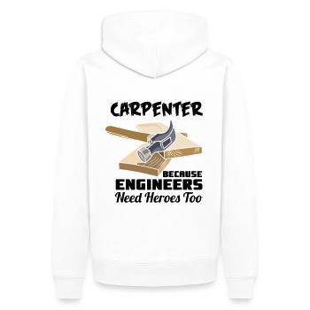 Artisans charpentiers - Sweat à capuche Premium bio Homme - blanc - Dos - Nico (187cm)
