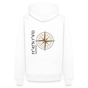 Île Norderney Coordinates - Sweat à capuche Premium bio Homme - blanc - Dos - Nico (187cm)