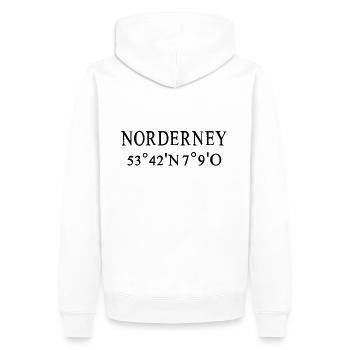 Île Norderney Coordinates - Sweat à capuche Premium bio Homme - blanc - Dos - Nico (187cm)