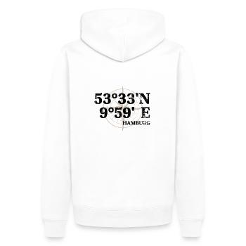 Hamburg Koordinaten Souvenir - Männer Premium Bio Hoodie - Weiß - Hinten - Nico (187cm)